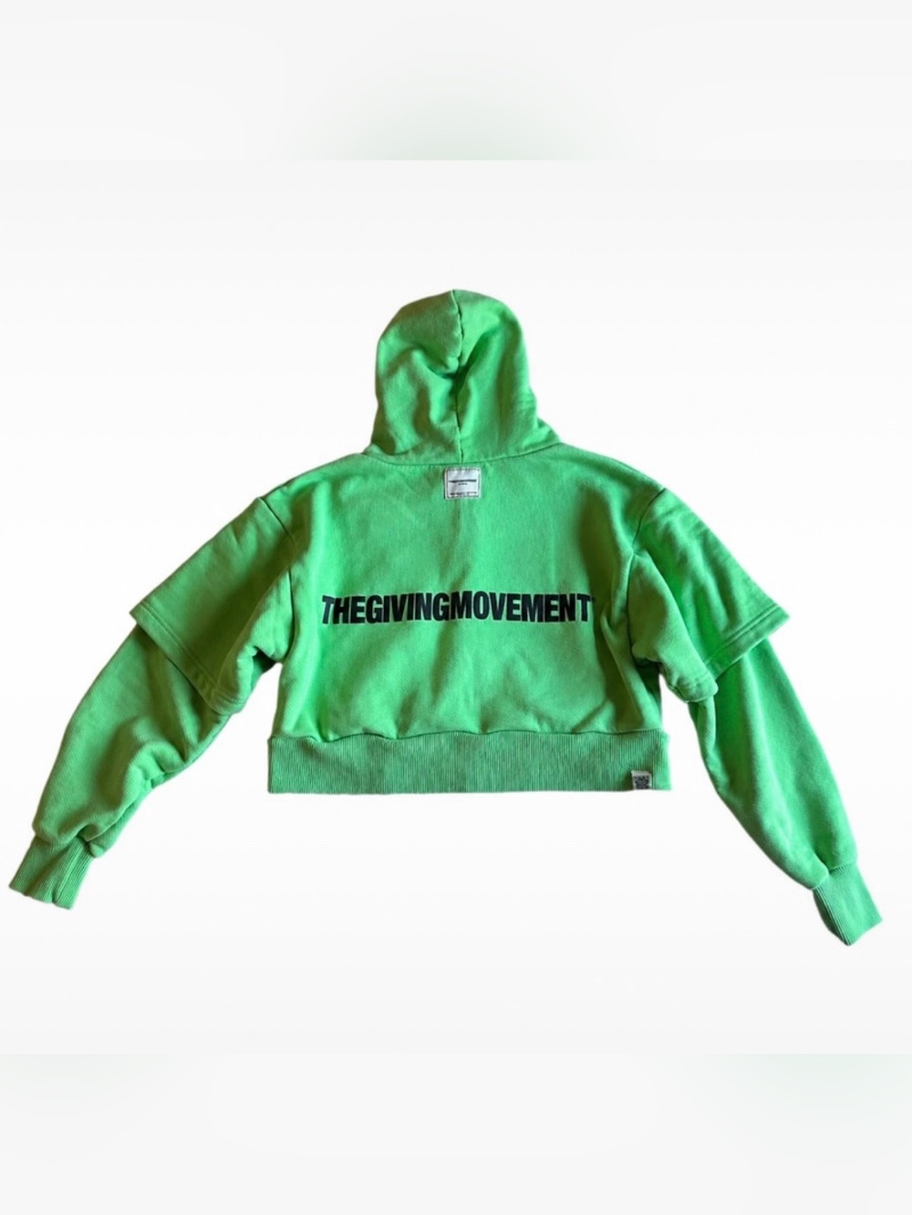 The Giving Movement Cropped Zip Hoodie Neon Green Organic Cotton Sustainable
Siz